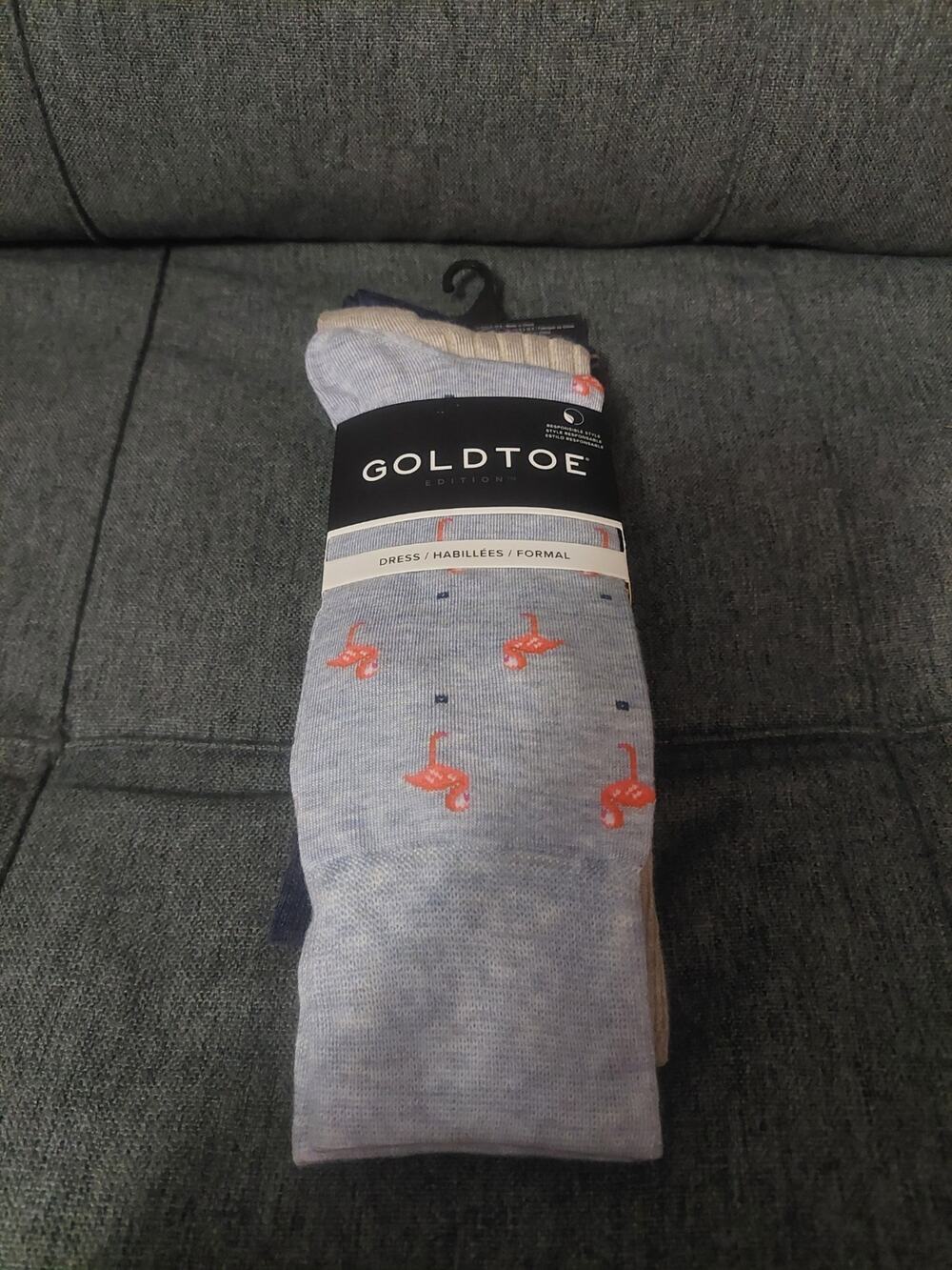 Gold Toe Men's Dress Flamingo Crew Socks Comfort Top 3 Pair Size 6-12.5 NWT